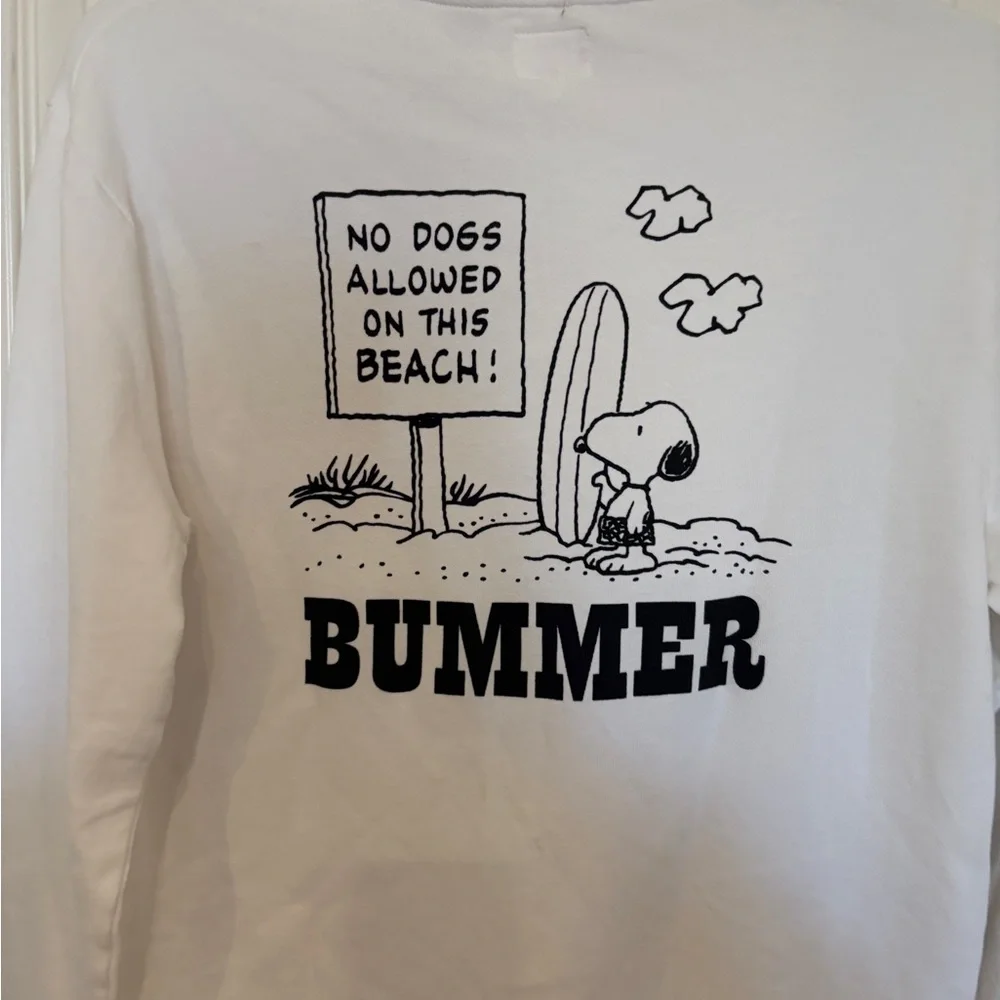 Levi's Snoopy Sweatshirt Size Medium Peanuts‎ Surfboard Beach No Dogs Allowed